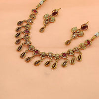 FS Collection Gold Plated Pota Stone Necklace Set