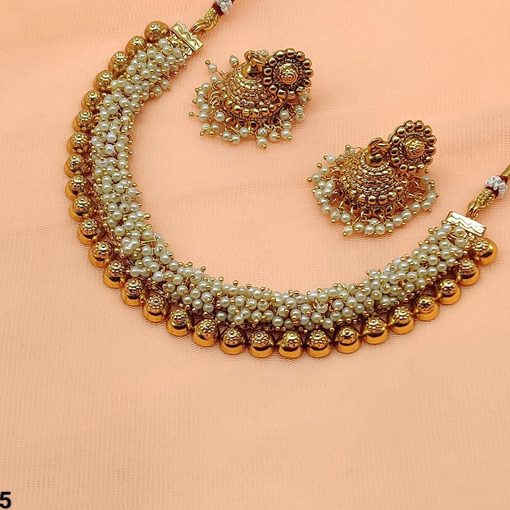 FS Collection Gold Plated Beads Necklace Set