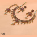 FS Collection Gold Plated Kundan And Pota Stone Necklace Set