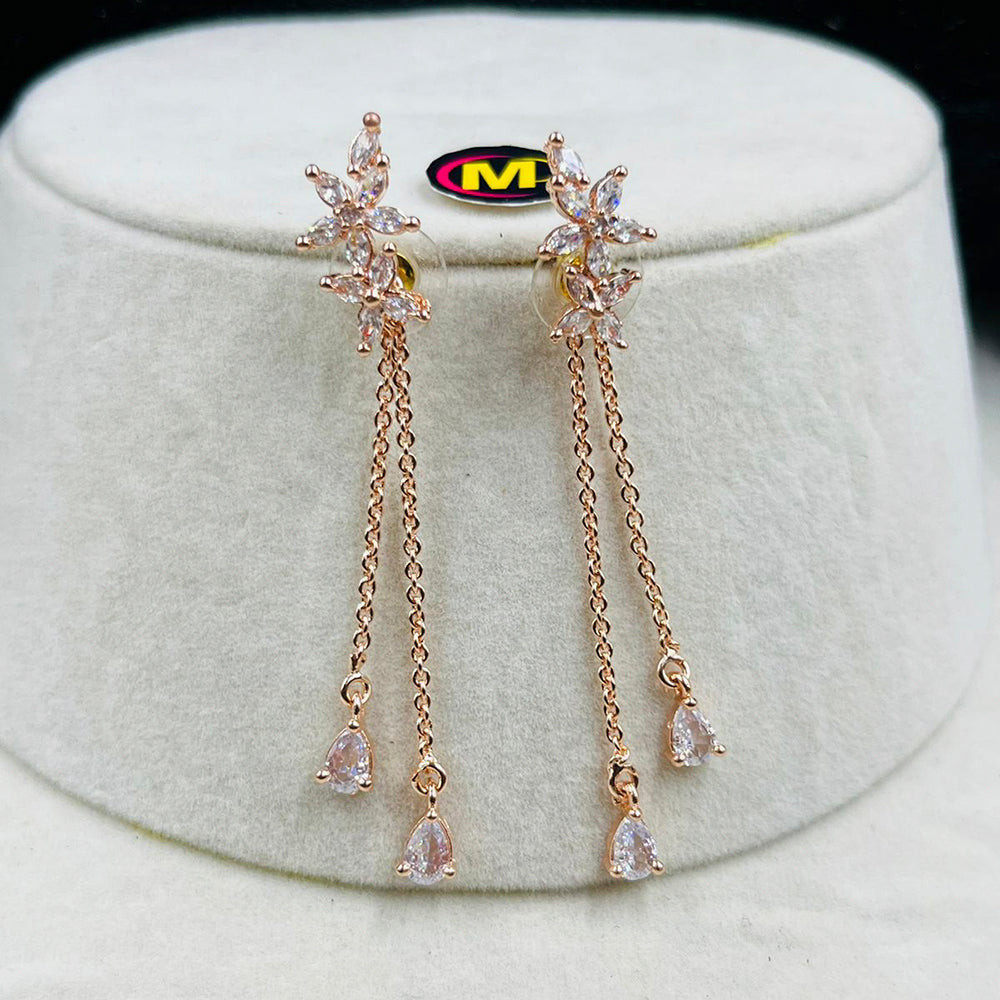FS Collection Rose Gold Plated Dangler Earrings