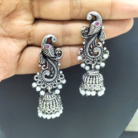 FS Collection Silver Plated Jhumki Beads Earrings