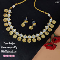 FS Collection Gold Plated Kundan Stone Choker Necklace Set