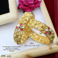 FS Collection Gold Plated Kundan Stone Openable Bangles