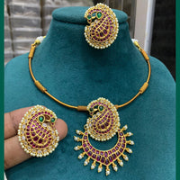 FS Collection Gold Plated Pota Stone Chain Pendant