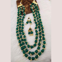 FS Collection Gold Plated 3 Line Beads Necklace Set