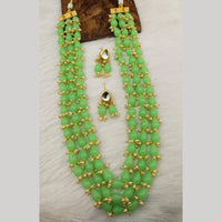 FS Collection Gold Plated 3 Line Beads Necklace Set