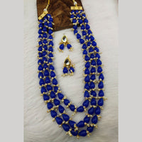 FS Collection Gold Plated 3 Line Beads Necklace Set