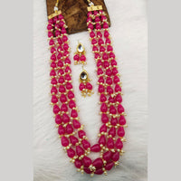 FS Collection Gold Plated 3 Line Beads Necklace Set