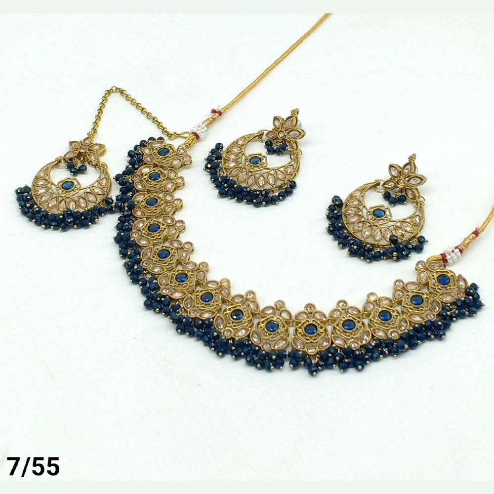 FS Collection Gold Plated Kundan Stone Choker Necklace Set