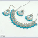 FS Collection Silver Plated Kundan Stone Choker Necklace Set