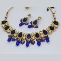 FS Collection Silver Plated Kundan Stone Choker Necklace Set