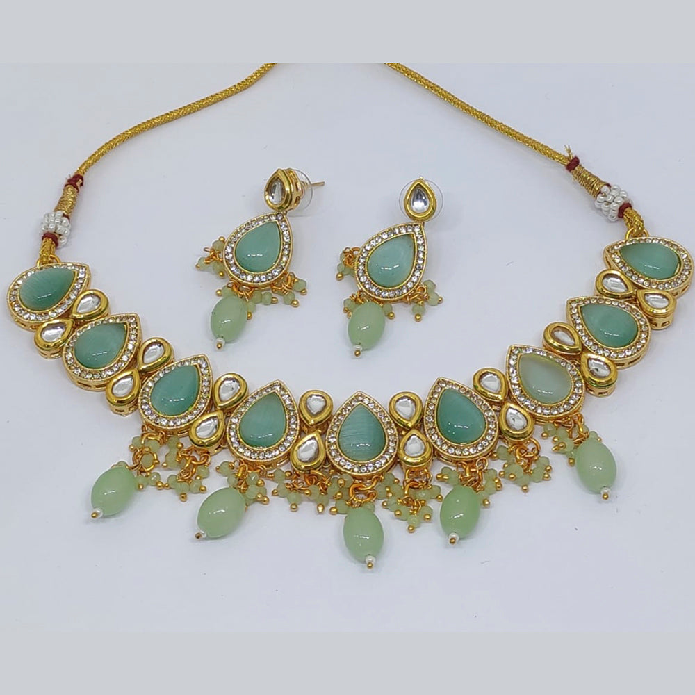 FS Collection Silver Plated Kundan Stone Choker Necklace Set