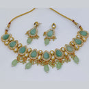 FS Collection Silver Plated Kundan Stone Choker Necklace Set