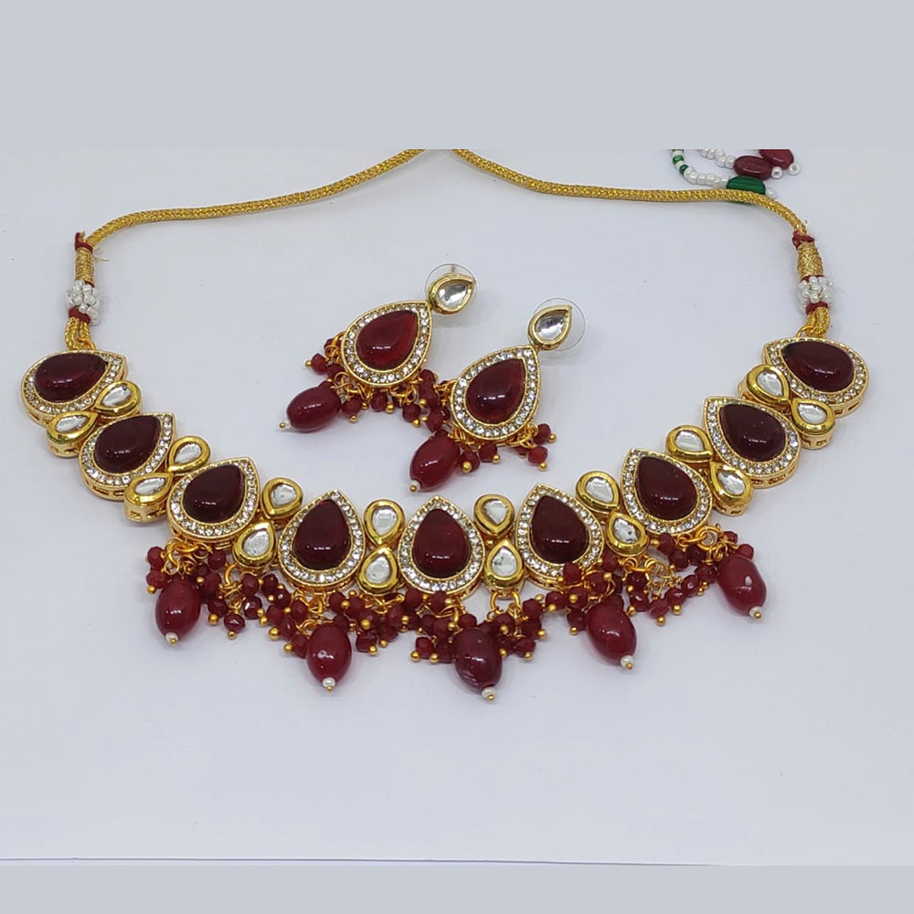 FS Collection Silver Plated Kundan Stone Choker Necklace Set