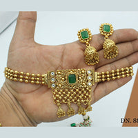 FS Collection Gold Plated Pota Stone Choker Necklace Set