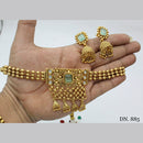 FS Collection Gold Plated Pota Stone Choker Necklace Set