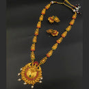 FS Collection Gold Plated Pota Stone Long Necklace Set