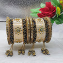 FS Collection Gold Plated Kundan Stone Acrylic Bangles