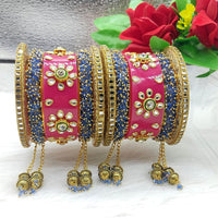 FS Collection Gold Plated Kundan Stone Acrylic Bangles