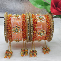 FS Collection Gold Plated Kundan Stone Acrylic Bangles