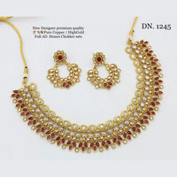 FS Collection Copper Gold Plated AD Stone Choker Necklace Set