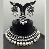 FS Collection Black Plated Kundan Stone Choker Necklace Set