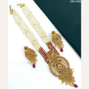 FS Collection Gold Plated Kundan Stone & Beads Long Necklace Set