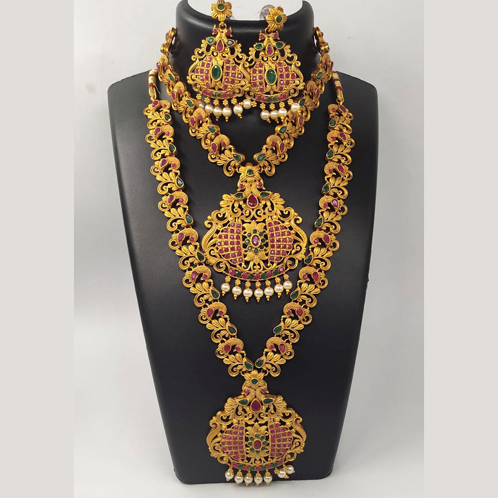 FS Collection Gold Plated Pota Stone Bridal Set