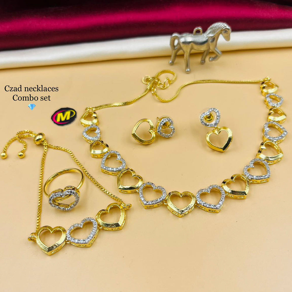FS Collection Gold Plated AD Stone Jewellery Combo Set