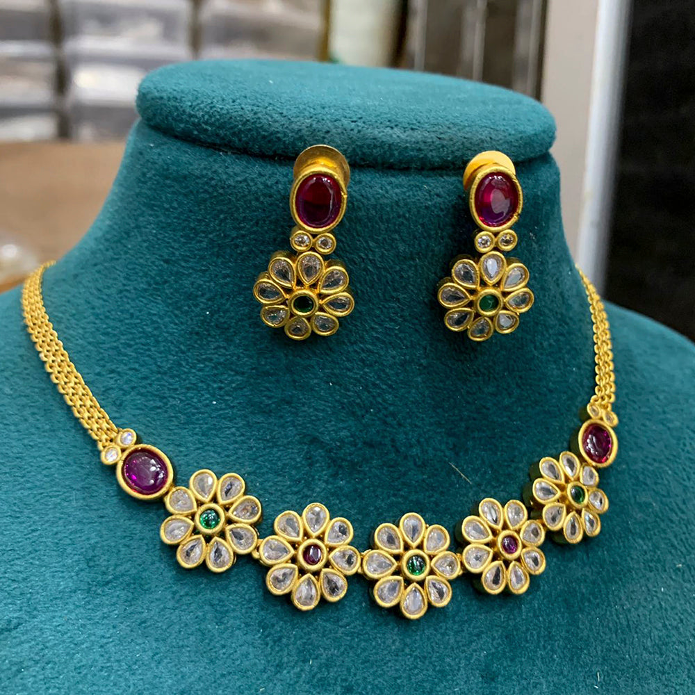 FS Collection Gold Plated Crystal Stone Necklace Set