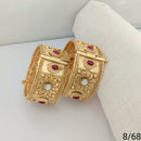 FS Collection Gold Plated Pota Stone Openable Bangles Set