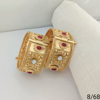 FS Collection Gold Plated Pota Stone Openable Bangles Set