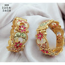 FS Collection Gold Plated Pota Stone & Meenakari Openable Bangles Set