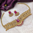 FS Collection Gold Plated Pota Stone Choker Necklace Set