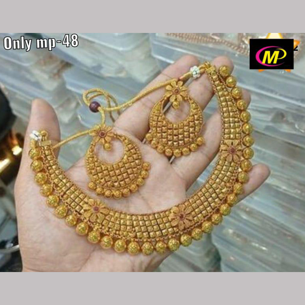 FS Collection Gold Plated Choker Necklace Set