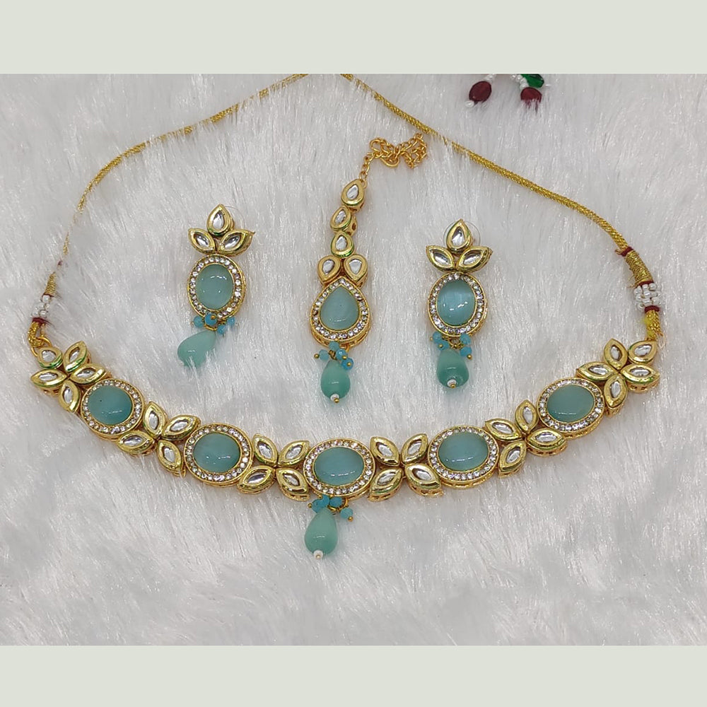FS Collection Gold Plated Kundan Stone Choker Necklace Set