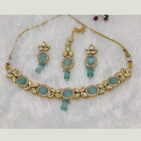 FS Collection Gold Plated Kundan Stone Choker Necklace Set