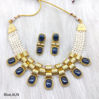 FS Collection Gold Plated Crystal Stone Necklace Set
