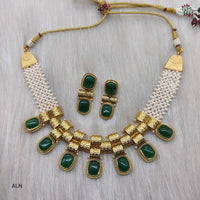 FS Collection Gold Plated Crystal Stone Necklace Set
