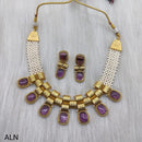 FS Collection Gold Plated Crystal Stone Necklace Set