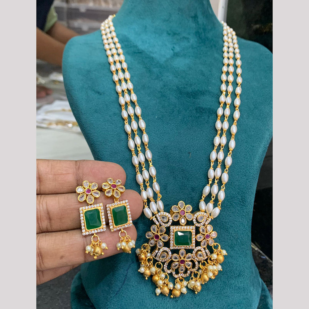 FS Collection Gold Plated Crystal & Austrian Stone Long Necklace Set