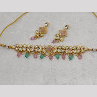 FS Collection Gold Plated Kundan Stone Choker Necklace Set