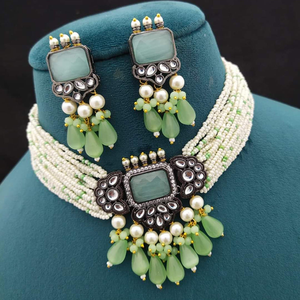 FS Collection Gold Plated Crystal & Beads Necklace Set