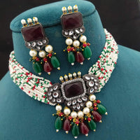 FS Collection Gold Plated Crystal & Beads Necklace Set