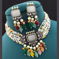 FS Collection Gold Plated Crystal & Beads Necklace Set