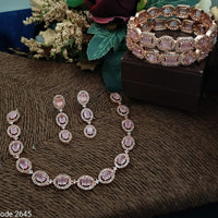 FS Collection Rose Gold Plated AD Stone Jewellery Combo