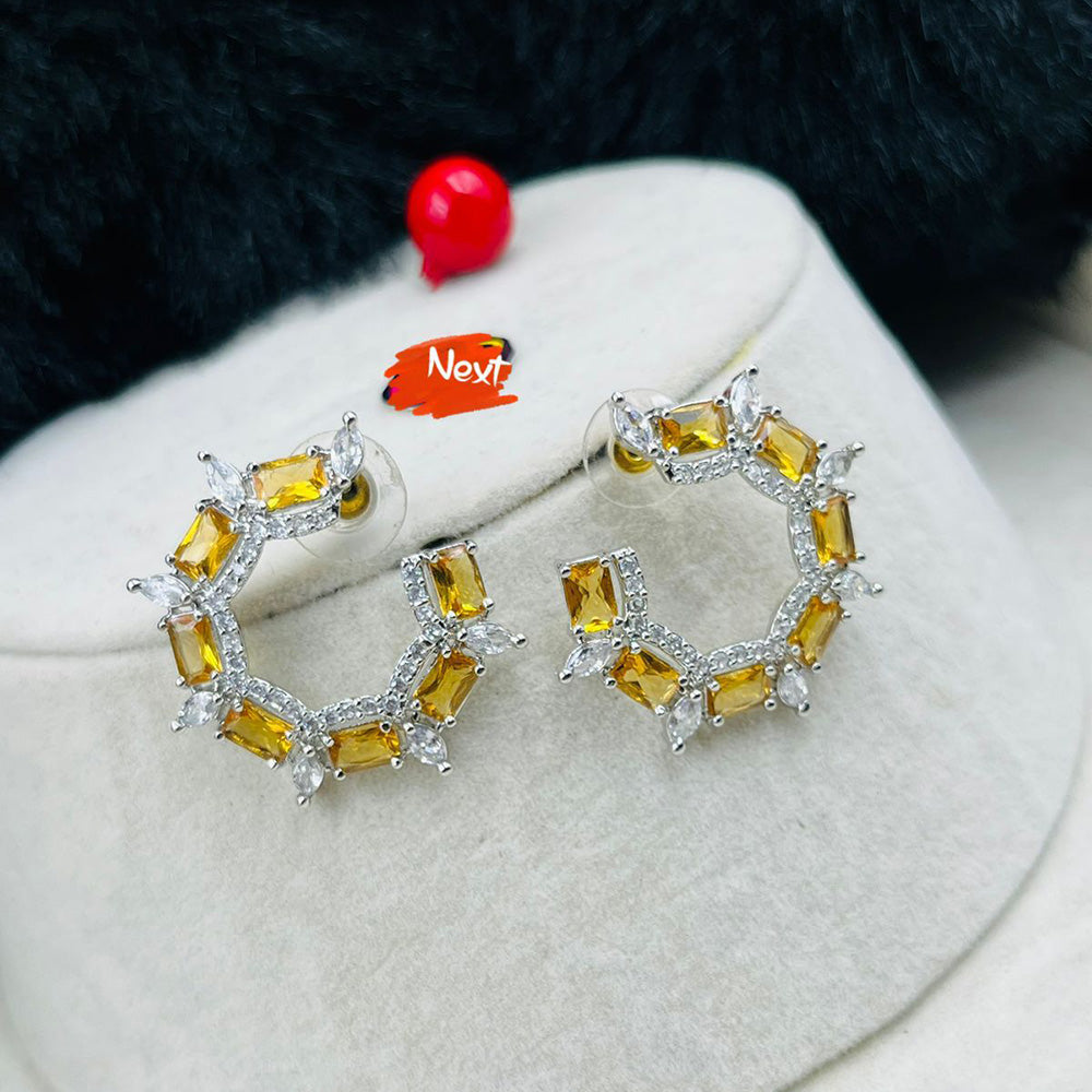 FS Collection Silver Plated AD Stone Earrings