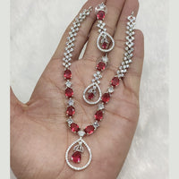 FS Collection Silver Plated AD Stone Necklace Set