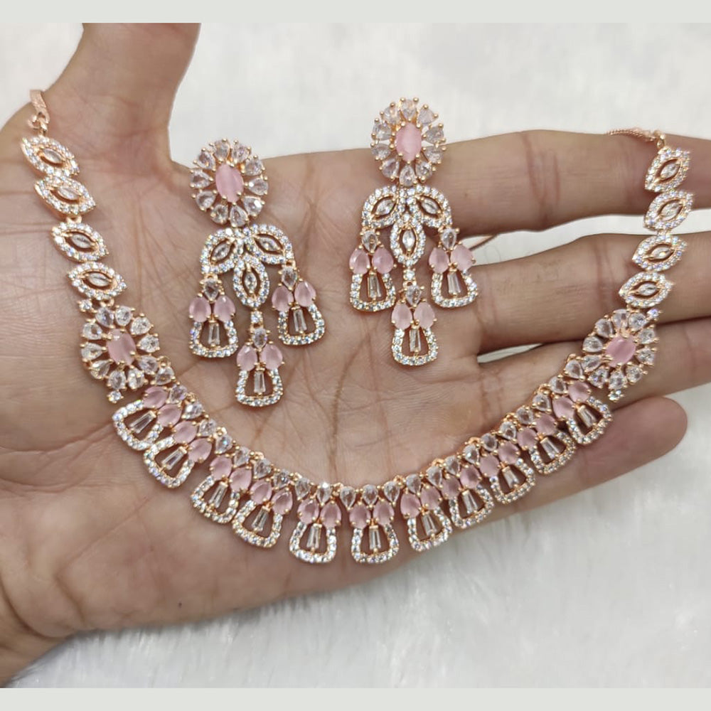 FS Collection Gold Plated AD Stone Necklace Set