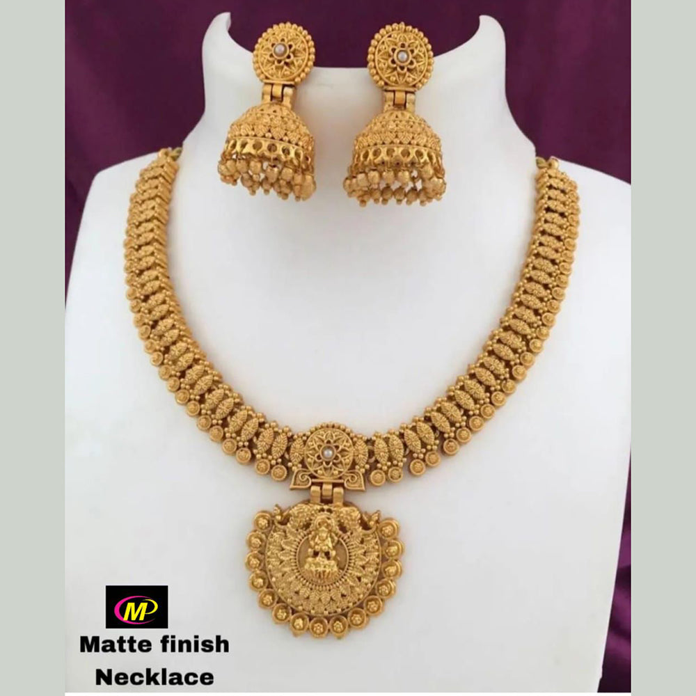 FS Collection Gold Plated Pota Stone Temple Necklace Set